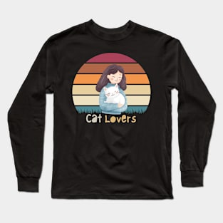 cat lover girl Long Sleeve T-Shirt